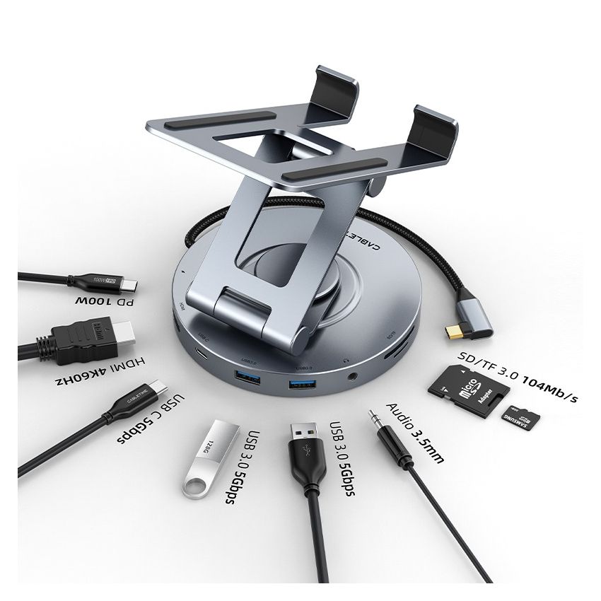8 In 1 USB-C Docking Station Hub 4K PD SD TF untuk iPad Pro Air