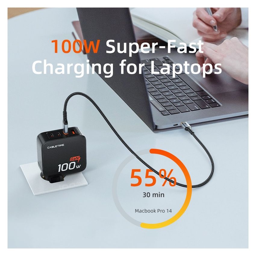 Adaptor GaN Charger 100W 4 Port PD Fast Charging