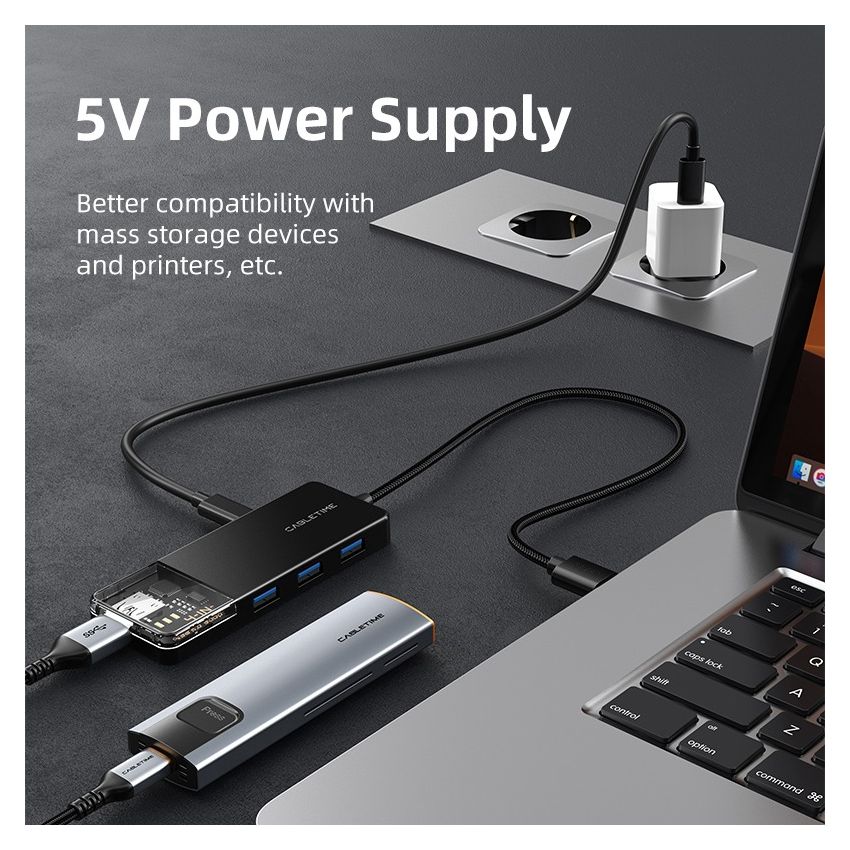Multiport USB Hub 3.0 High Speed with Power Untuk Windows Mac Linux