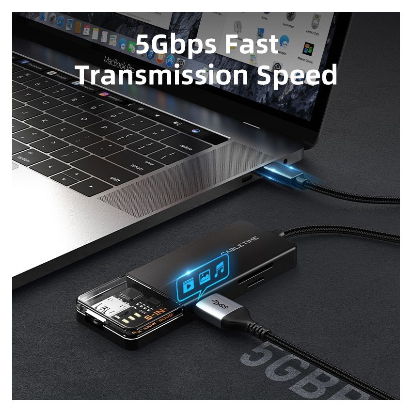 6 In 1 USB Type C Multiport Hub with 4K HDMI 100W Power Delivery