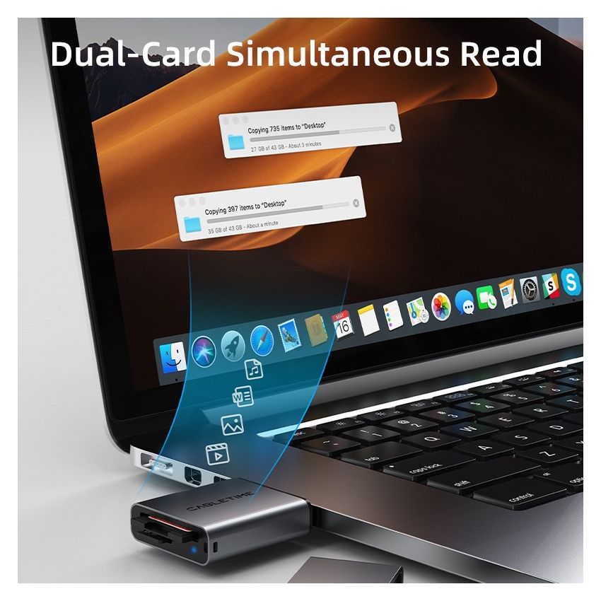 Card Reader 3 in 1 USB A 3.0 USB Type-C SD TF