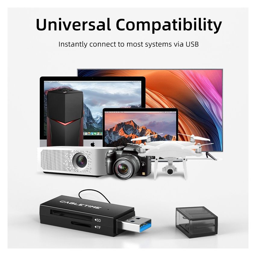 USB 3.0 A to SD Card Reader Data Transfer