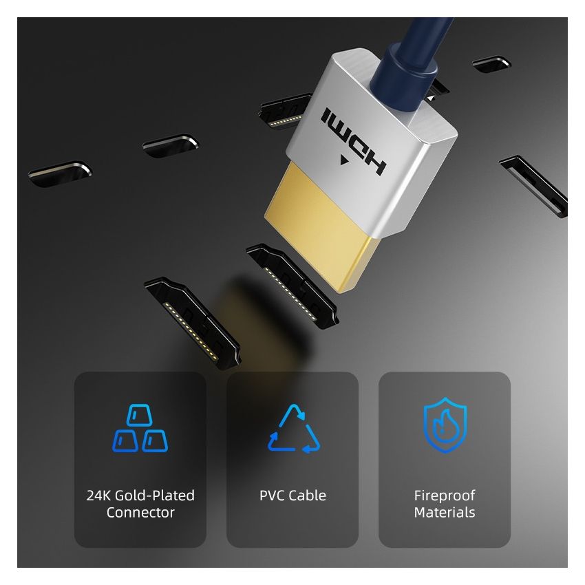 Kabel HDMI 4K Ultra HD 2.0 HDR High Speed Ultra Thin Slim