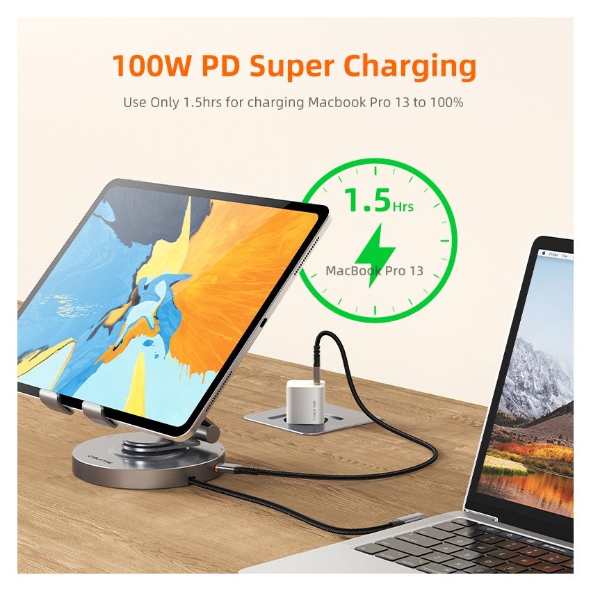 8 In 1 USB-C Docking Station Hub 4K PD SD TF untuk iPad Pro Air