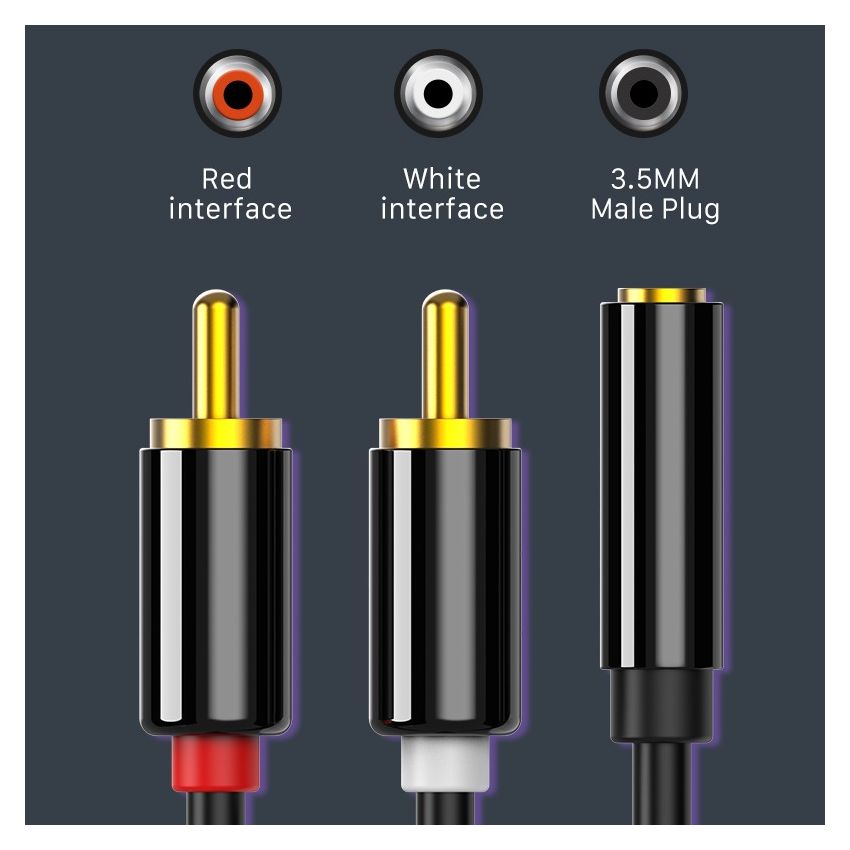 Kabel Aux to RCA Male Stereo 3.5mm Female to 2 RCA For Headphones Speaker