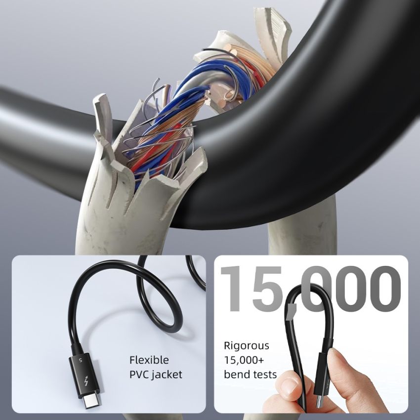 Kabel Thunderbolt 5 8K60Hz 4K540Hz 240W PD Intel Certified