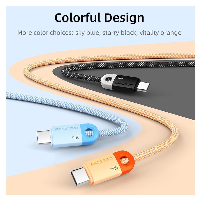 Kabel Data Pengisian cepat USB C to USB C 60W 