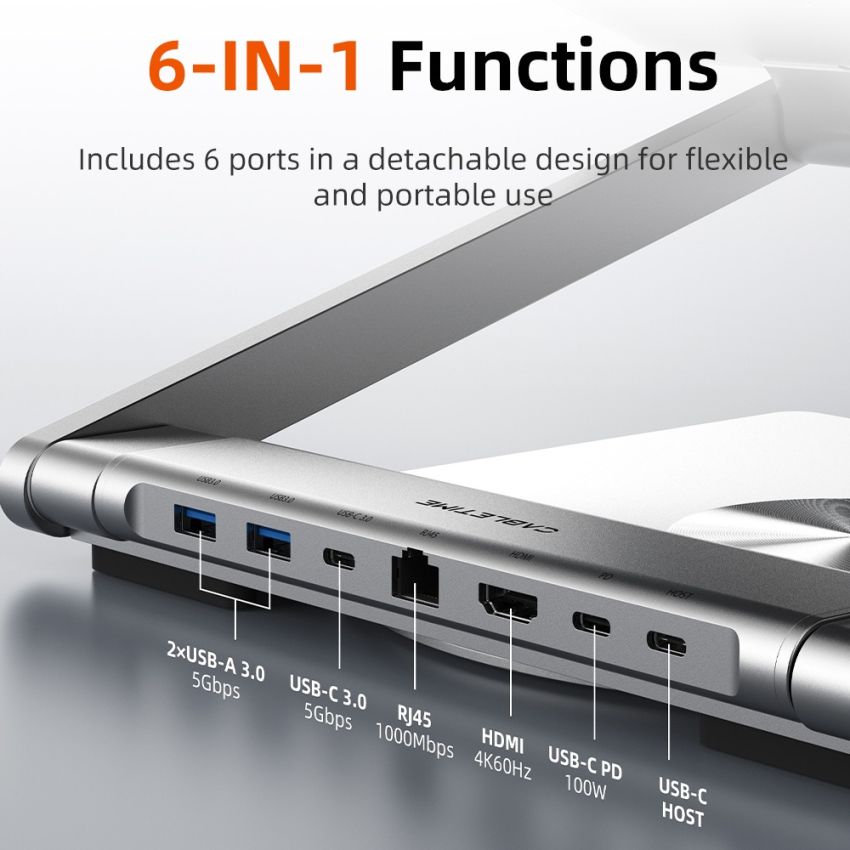 Laptop Stand for Desk With Hub 6In1 Docking Station Holder