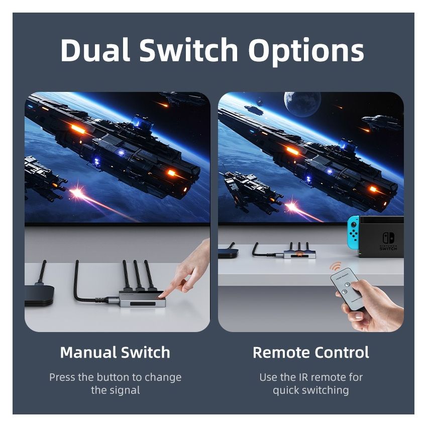HDMI Switcher 3 In 1 Out 4K Premium Series w/ Manual Remote Control