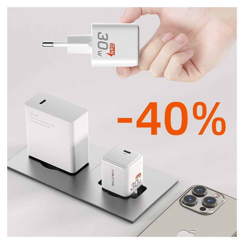Adaptor USB-C GaN 30W Wall Charger PD 3.0 for iPhone