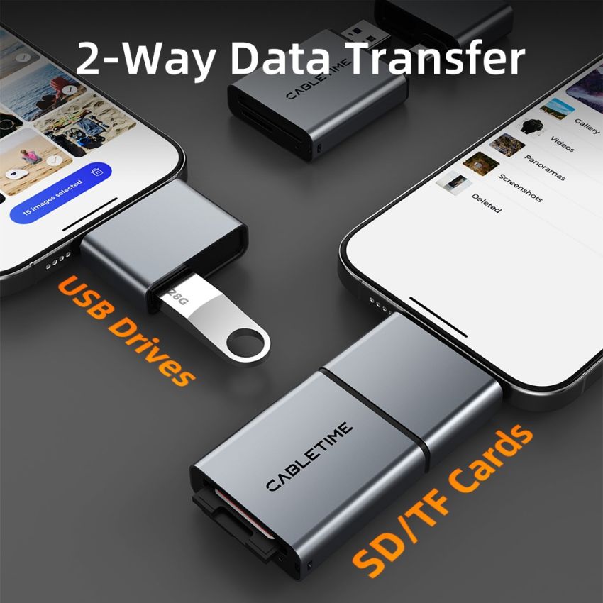 Card Reader 3 in 1 USB A 3.0 USB Type-C SD TF