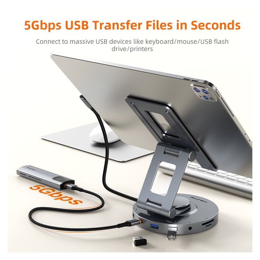 8 In 1 USB-C Docking Station Hub 4K PD SD TF untuk iPad Pro Air