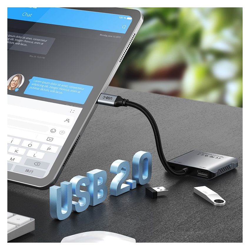 USB C to Dual HDMI Hub 4K PD 100W Converter