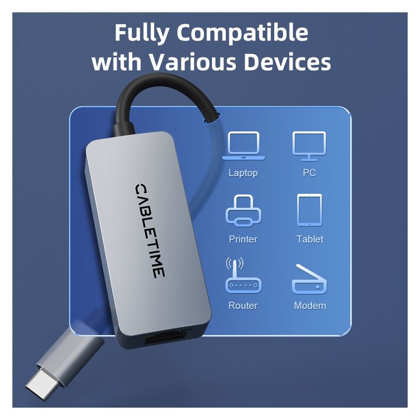 USB 3.1 Type C to RJ45 2.5G Ethernet LAN Adapter