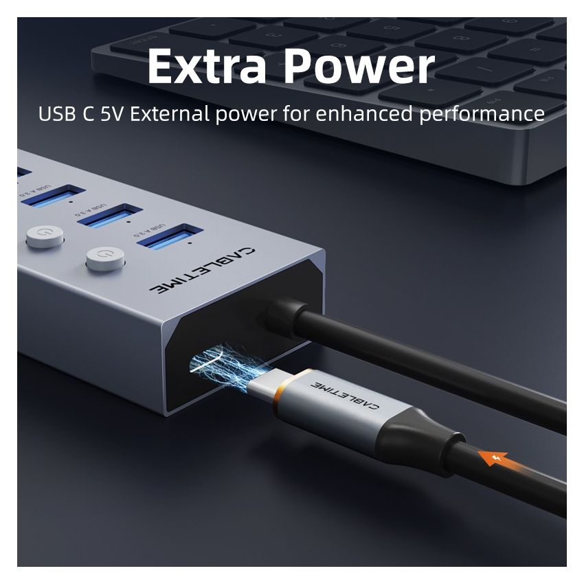 USB Hub 3.0 7In1 Ports with Long Cable Untuk Laptop PC