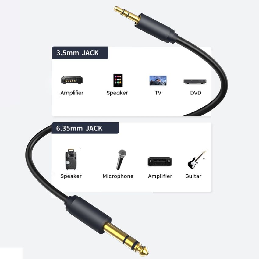 Kabel Aux 3.5mm to 6.5mm Audio Stereo Cable