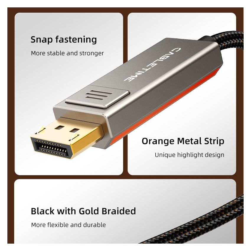 USB Type-C to DisplayPort Cable 8K 60Hz 4K 144Hz Bidirectional Untuk MacBook Pro