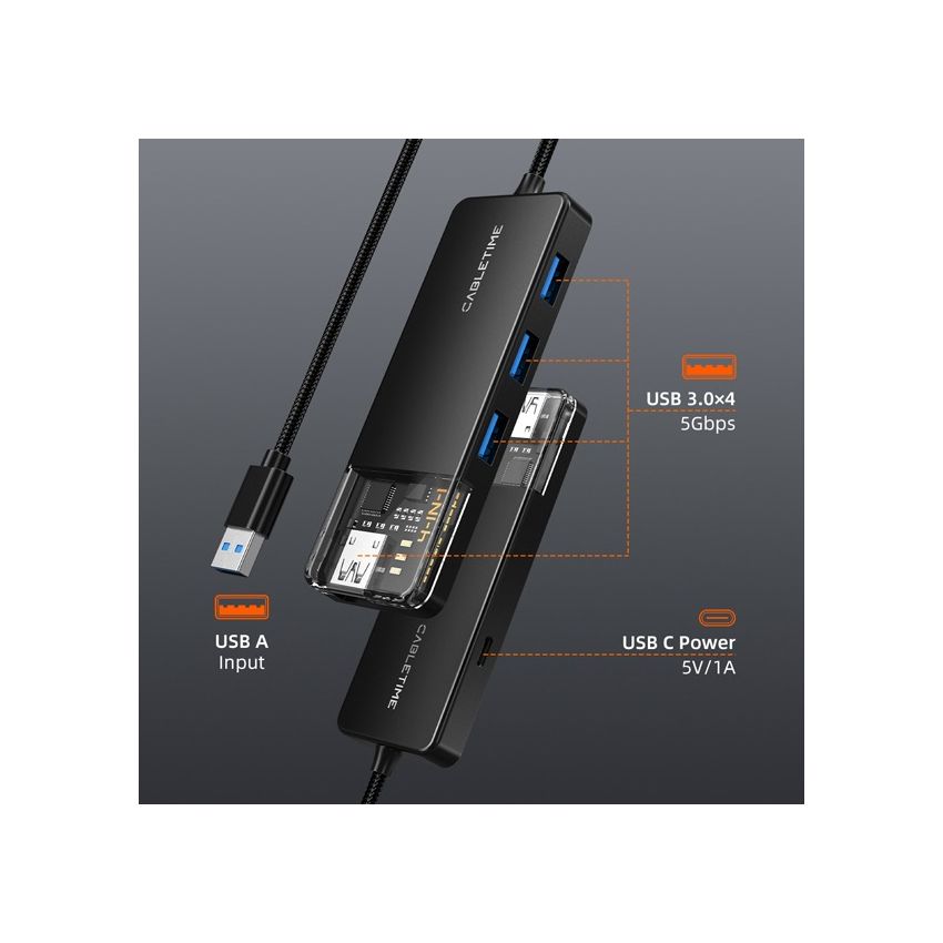 Multiport USB Hub 3.0 High Speed with Power Untuk Windows Mac Linux