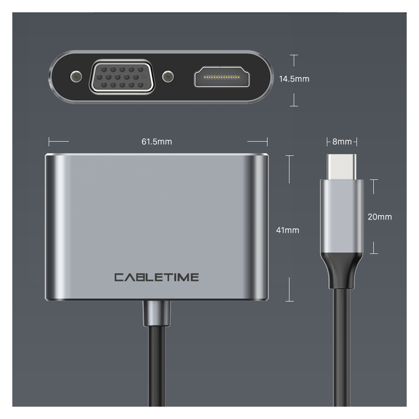 USB C to HDMI VGA Converter 4K Video Display Premium