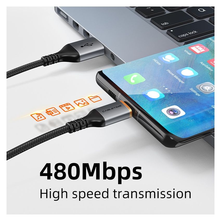 Kabel Data Fast Charge USB A to USB C 5A Cable