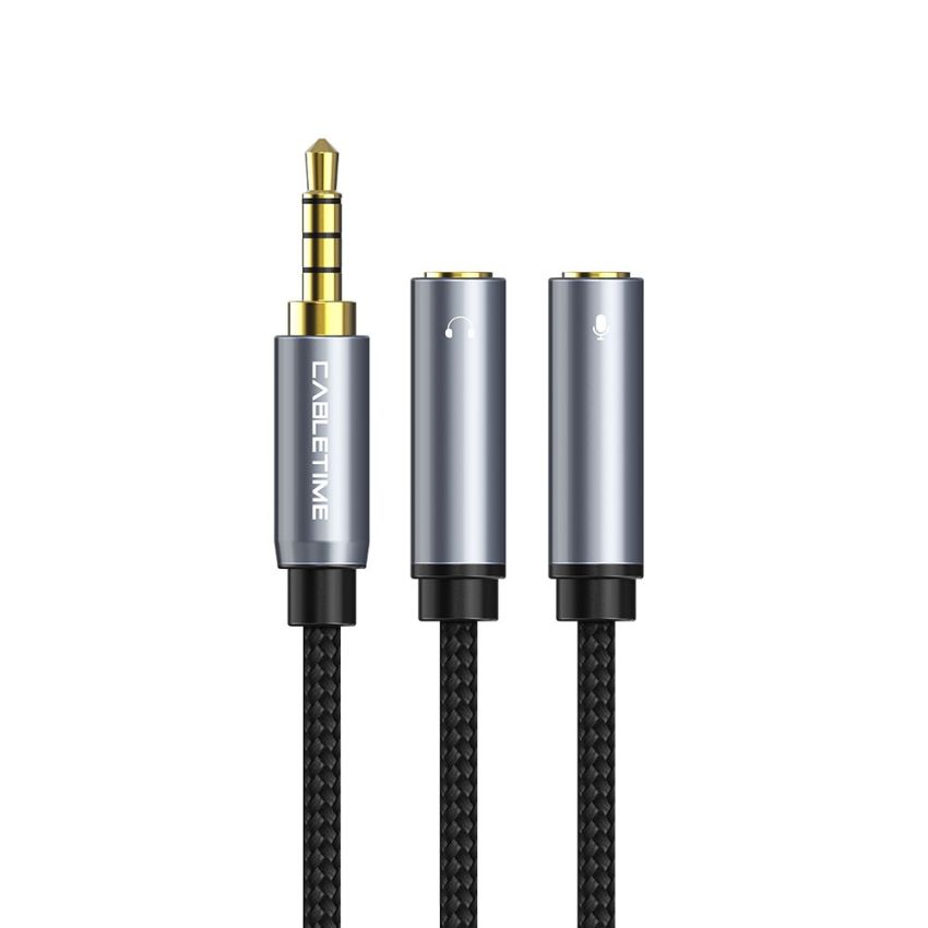Kabel Splitter Audio Aux Male to 2 Female Mic & Audio