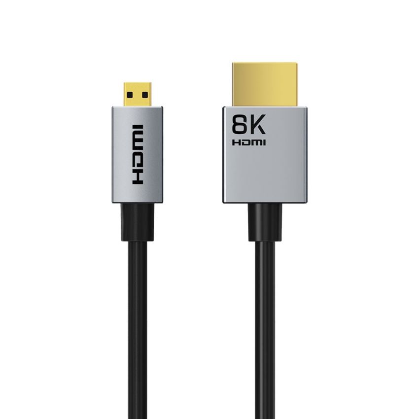 Kabel Micro HDMI ke HDMI Male Mendukung 8K 4K HDR 60Hz untuk Kamera & GoPro