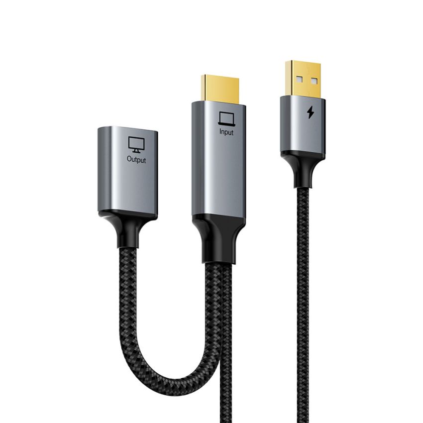 HDMI Male to Displayport Female 4K60Hz dengan USB Power Port