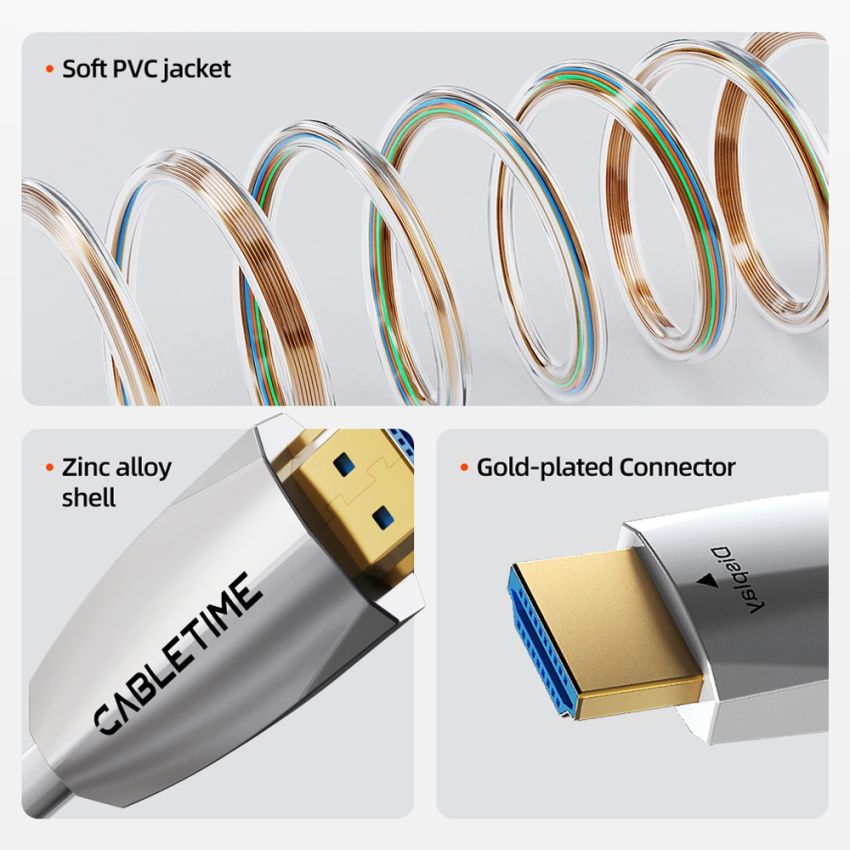 Kabel HDMI Fiber Optic AOC 2.1 8K60Hz 4K240Hz HDR Ultra Thin Slim