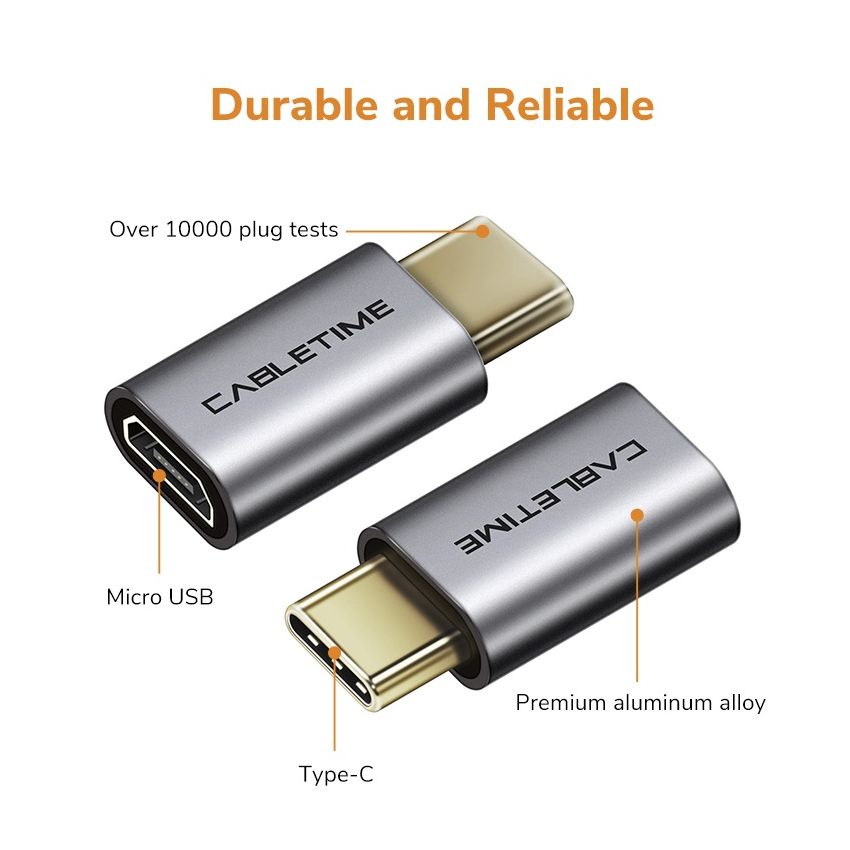 USB-C Male to USB-B-Micro 2.0 Female OTG Adapter