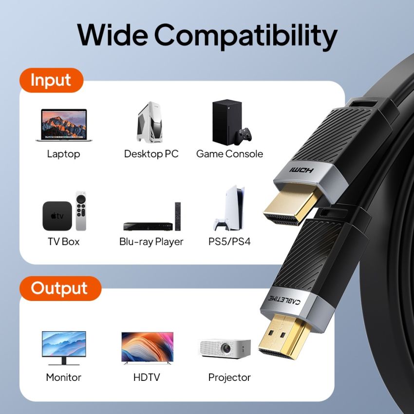 Kabel HDMI 2.0 Flat Male to Male 4K HDR10+ for TV Projector