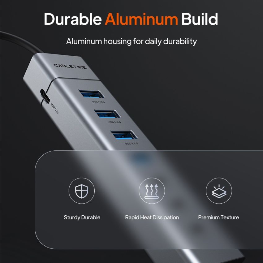 7in1 USB C Hub Multiport Adapter Type C USB A to 4 USB 3.0 + 3 USB-C High Speed 5Gbps Kabel 1M