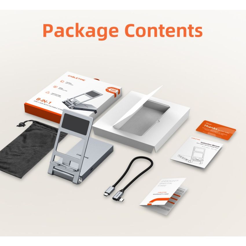 8 In 1 USB C Hub with Foldable Stand untuk iPad Pro Android Tablet