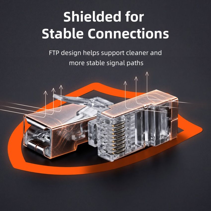 Konektor RJ45 Cat6 FTP Modular Ethernet Gigabit 10 50Pcs 100Pcs