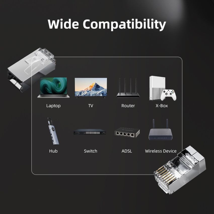 Konektor RJ45 Cat6 FTP Modular Ethernet Gigabit 10 50Pcs 100Pcs