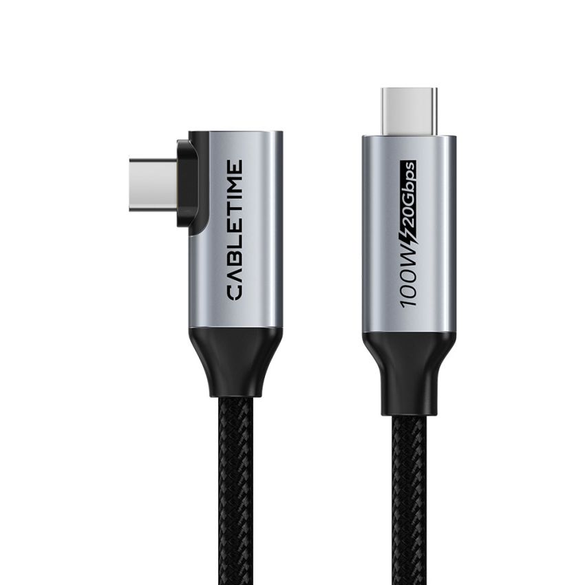 USB C to USB C Cable 20Gbps 100W 4K 90 Degree Right Angle