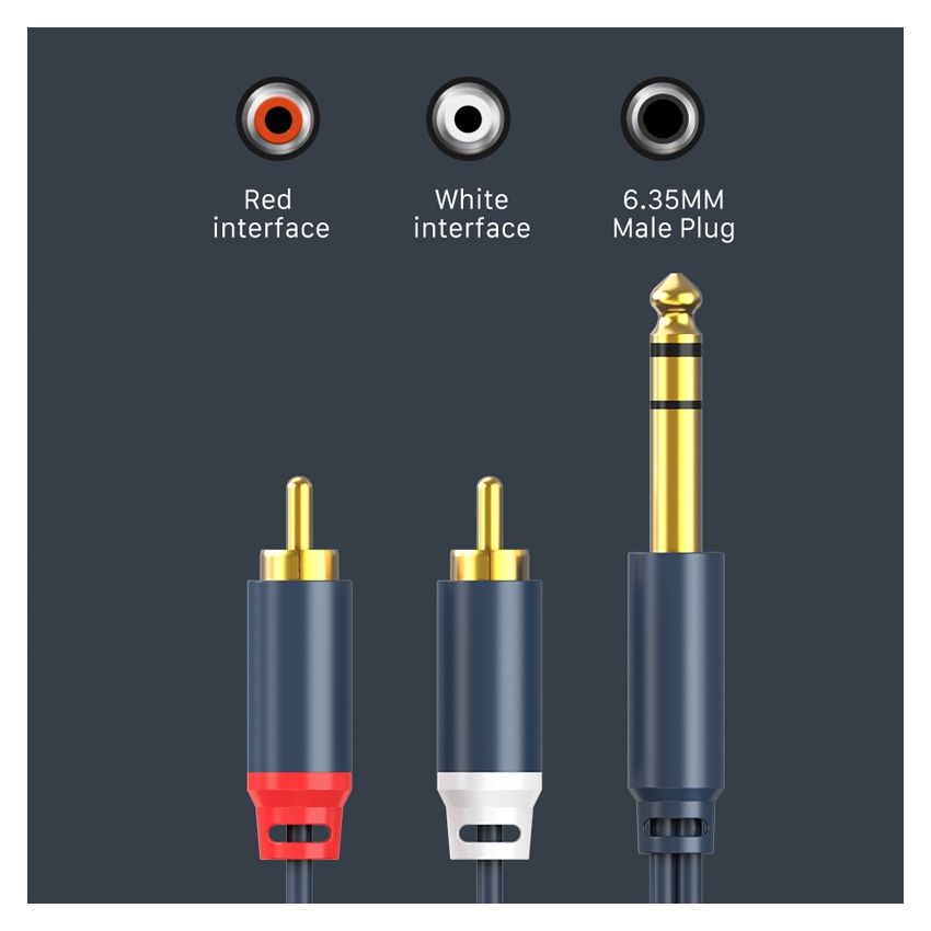 Kabel Aux 6.5mm to RCA Cable Jack Aux 6.5mm to 2-RCA Stereo