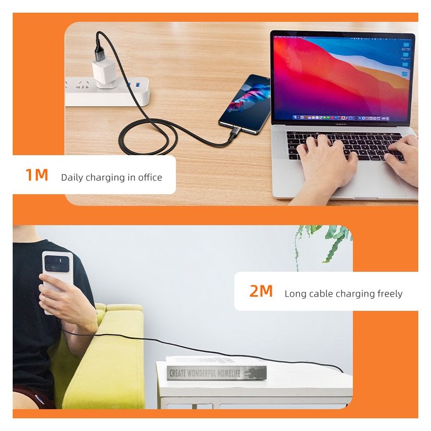 Kabel Data Fast Charge USB A to USB C 5A Cable