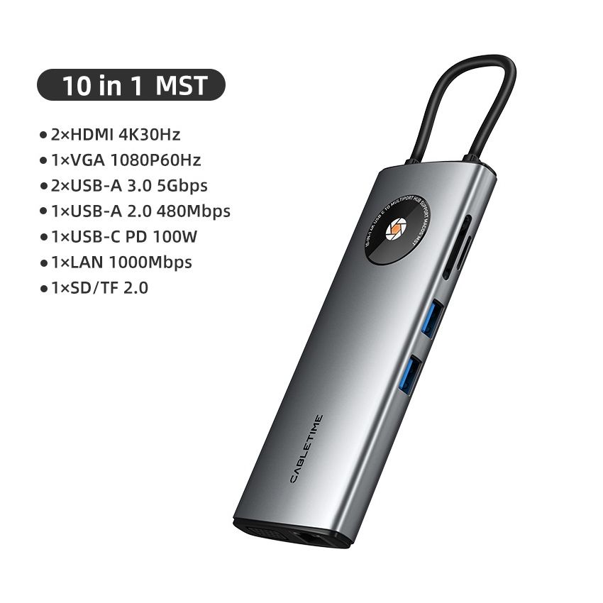 10 In 1 USB C Hub HDMI USB Ethernet SD TF MST for Macbook Pro