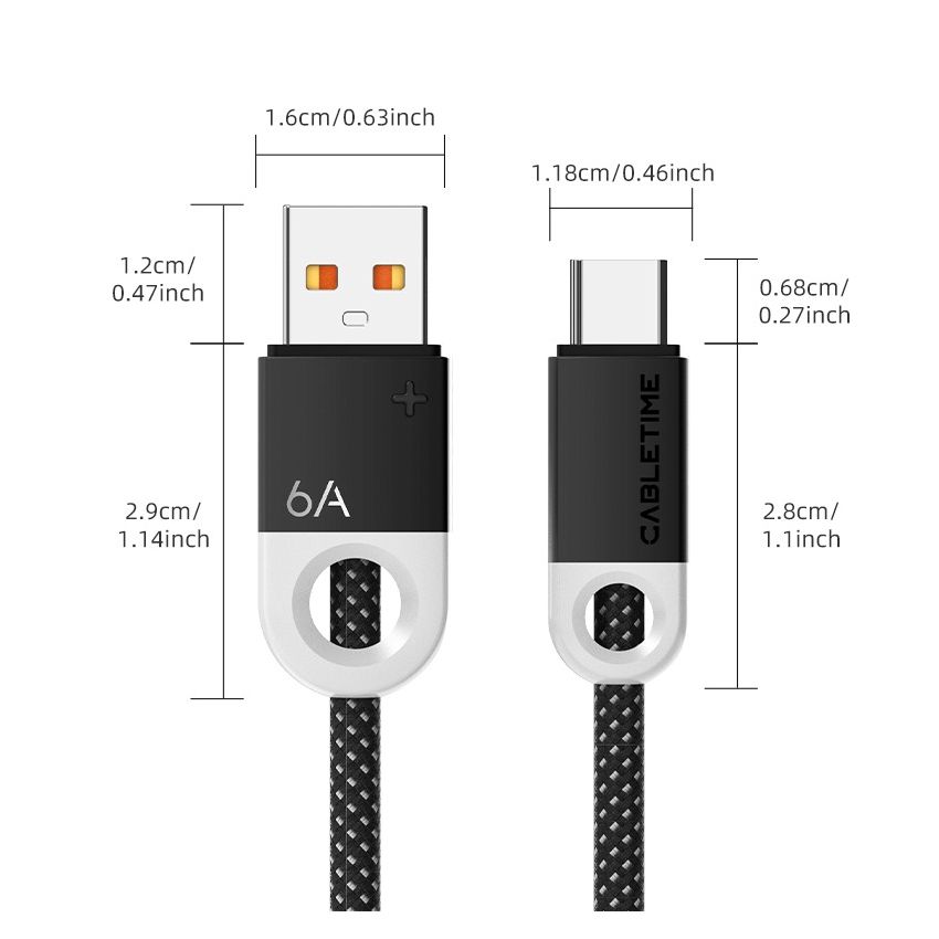 Kabel Data Type-C 6A Super Charge Pengisian Cepat untuk Android