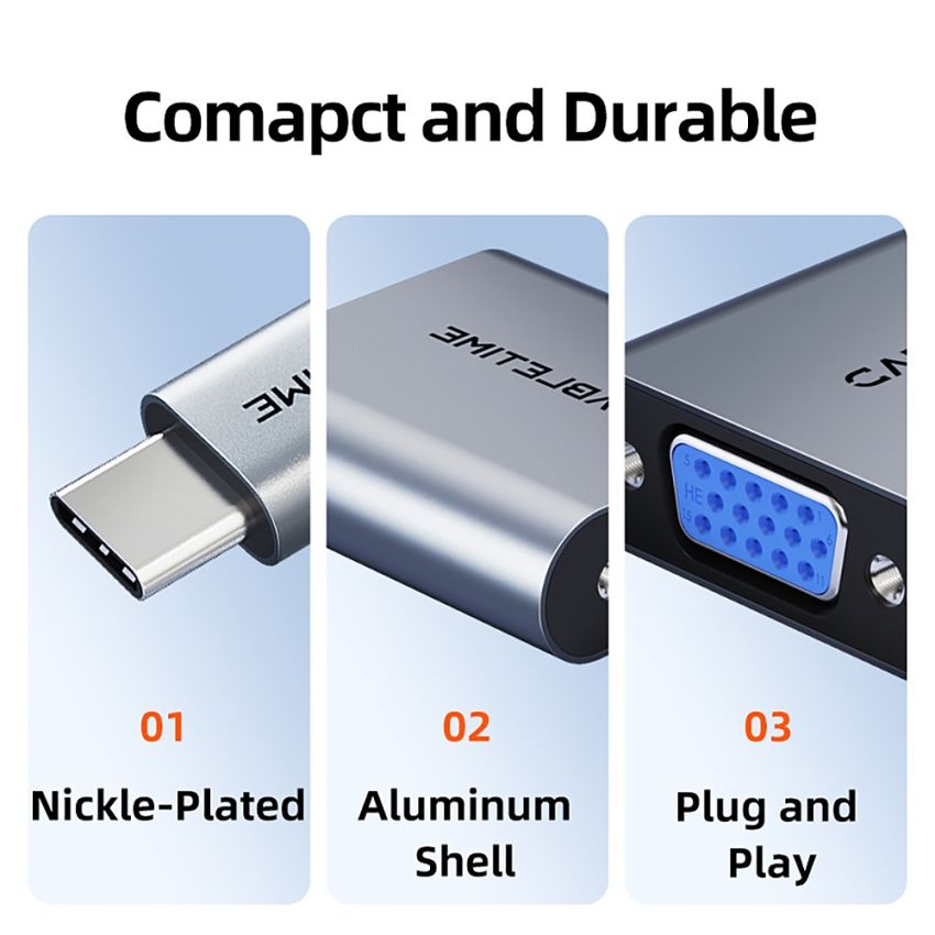USB-C To VGA Display Adapter Converter FHD 1080p
