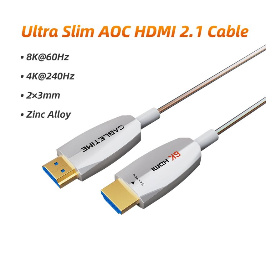 Kabel HDMI Fiber Optic AOC 2.1 8K60Hz 4K240Hz HDR Ultra Thin Slim