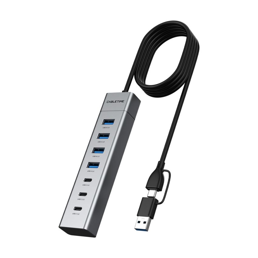 7in1 USB C Hub Multiport Adapter Type C USB A to 4 USB 3.0 + 3 USB-C High Speed 5Gbps Kabel 1M