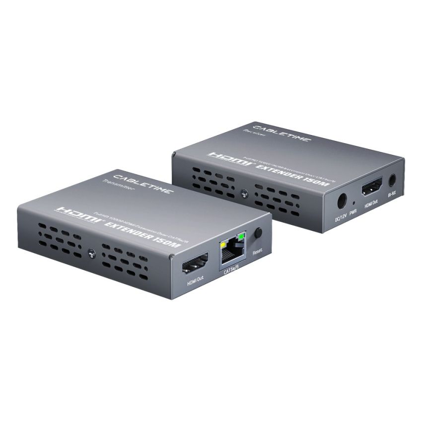 HDMI Extender Over LAN 150M Full HD 1080P 60Hz RJ45 Cat5e Cat6 Splitter Loop Out IR Remote Support