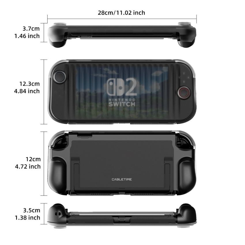 Protection Case for Nintendo Switch 2 Dockable Kickstand TPU PC Hybrid Protective Cover Casing Gaming