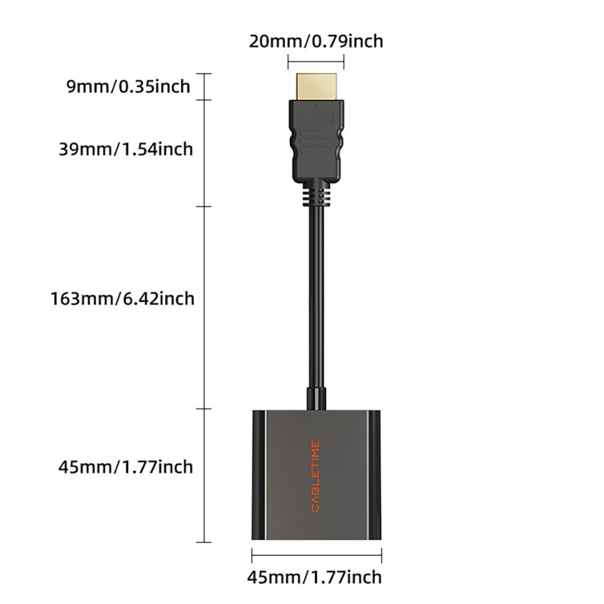 Converter HDMI to VGA Adapter FHD 1080p 60Hz