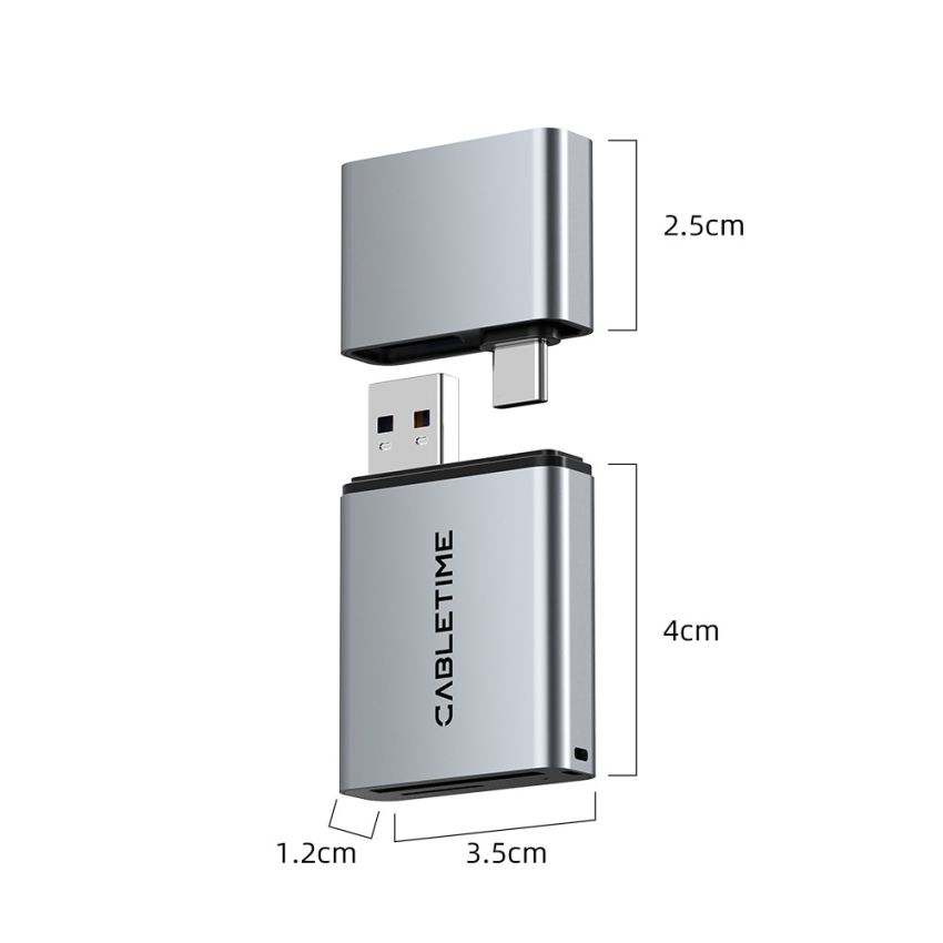 Card Reader 3 in 1 USB A 3.0 USB Type-C SD TF