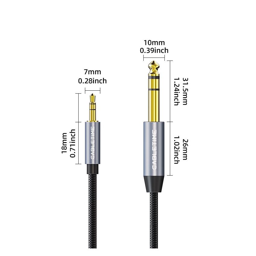 Kabel Aux 3.5mm to 6.5mm Audio Stereo Cable Male to Male