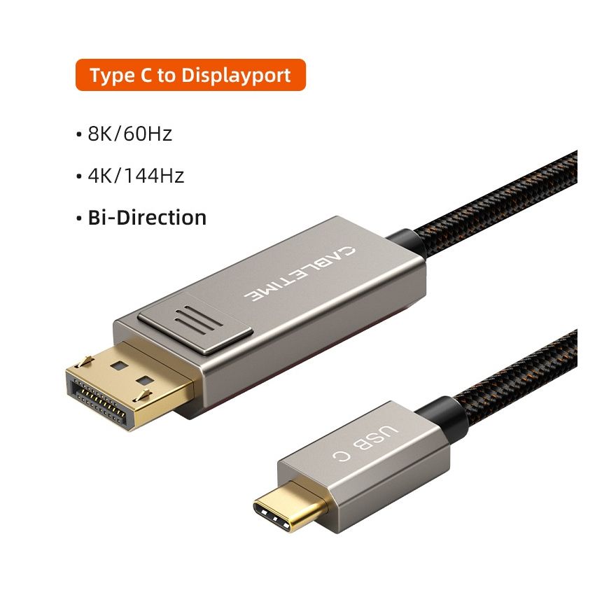 USB Type-C to DisplayPort Cable 8K 60Hz 4K 144Hz Bidirectional Untuk MacBook Pro