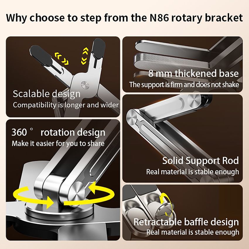 Adjustable Swivel Laptop Stand Aluminum Alloy 360 Degree Rotating Bracket