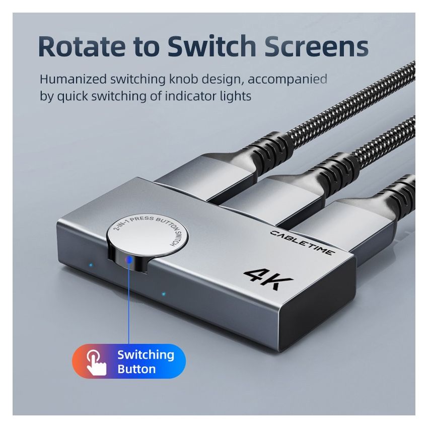 Switcher HDMI 2 In 1 Out HDMI 4K 60Hz Bi-direction